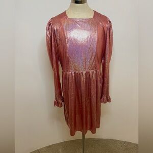 Batsheva Iridescent Pink Holographic Dress